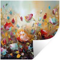 WANDTATTOO Blumen - Kunst - Natur - Ölgemälde Wanddeko 50x50 cm - Multicolor, Kunststoff (50/50/0.1cm) - MuchoWow