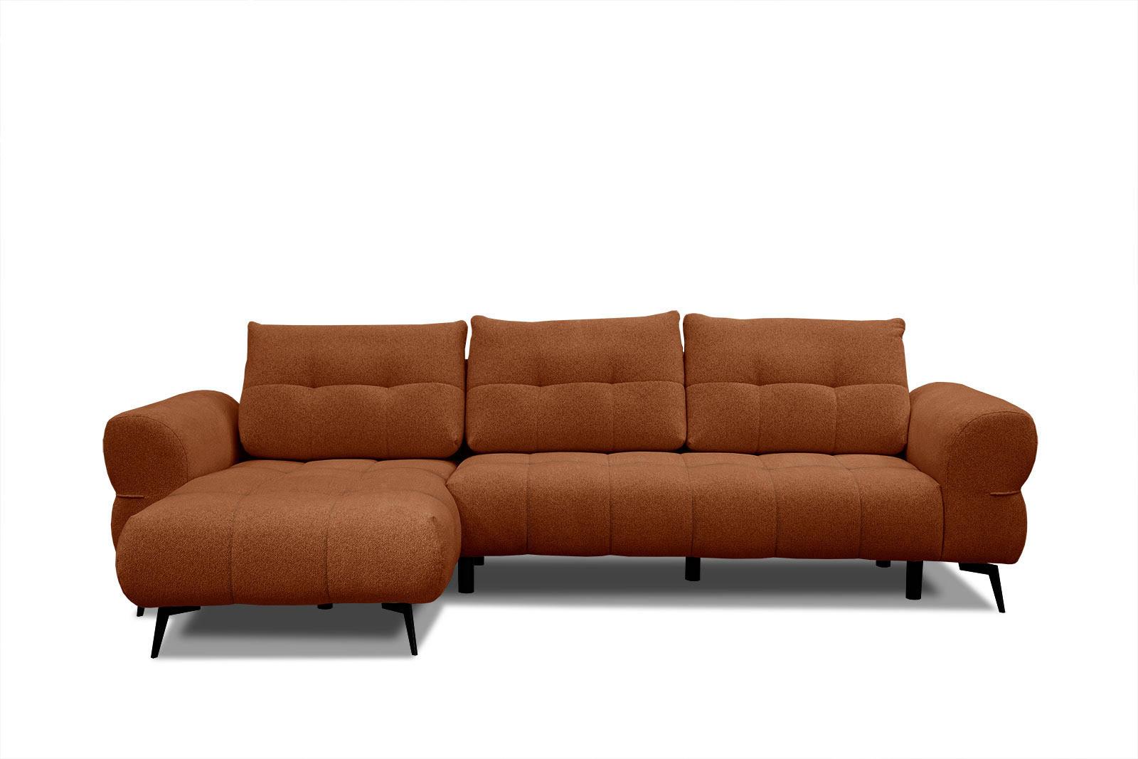 ECKSOFA SALVINI 4-Sitzer, dunkelorange - Dunkelorange/Schwarz, Holzwerkstoff/Textil (158/292cm) - Wozimo