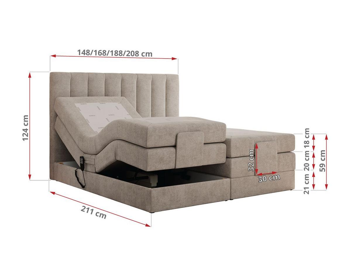 BOXBETT COMFORTO 140/200 - Beige Struktur - H4 - Beige, Holz/Textil (140/200cm) - MKS