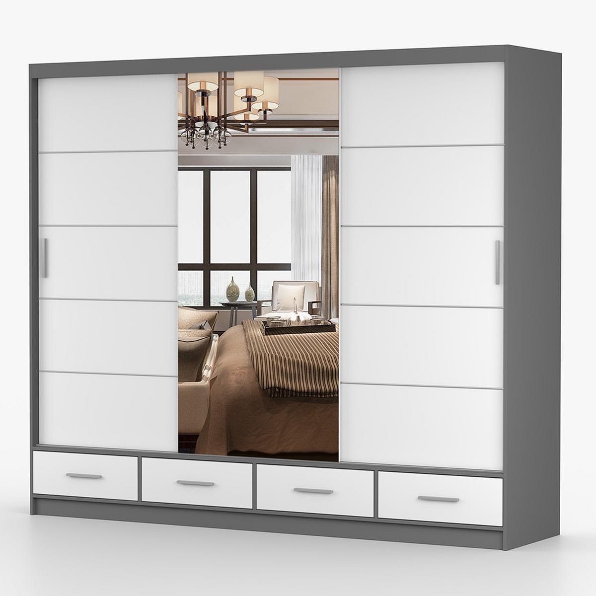 KLEIDERSCHRANK Florence 250 cm, 250/215/64, 2-türig, weiß - Weiß, Holzwerkstoff (250/215/64cm) - imoebel24