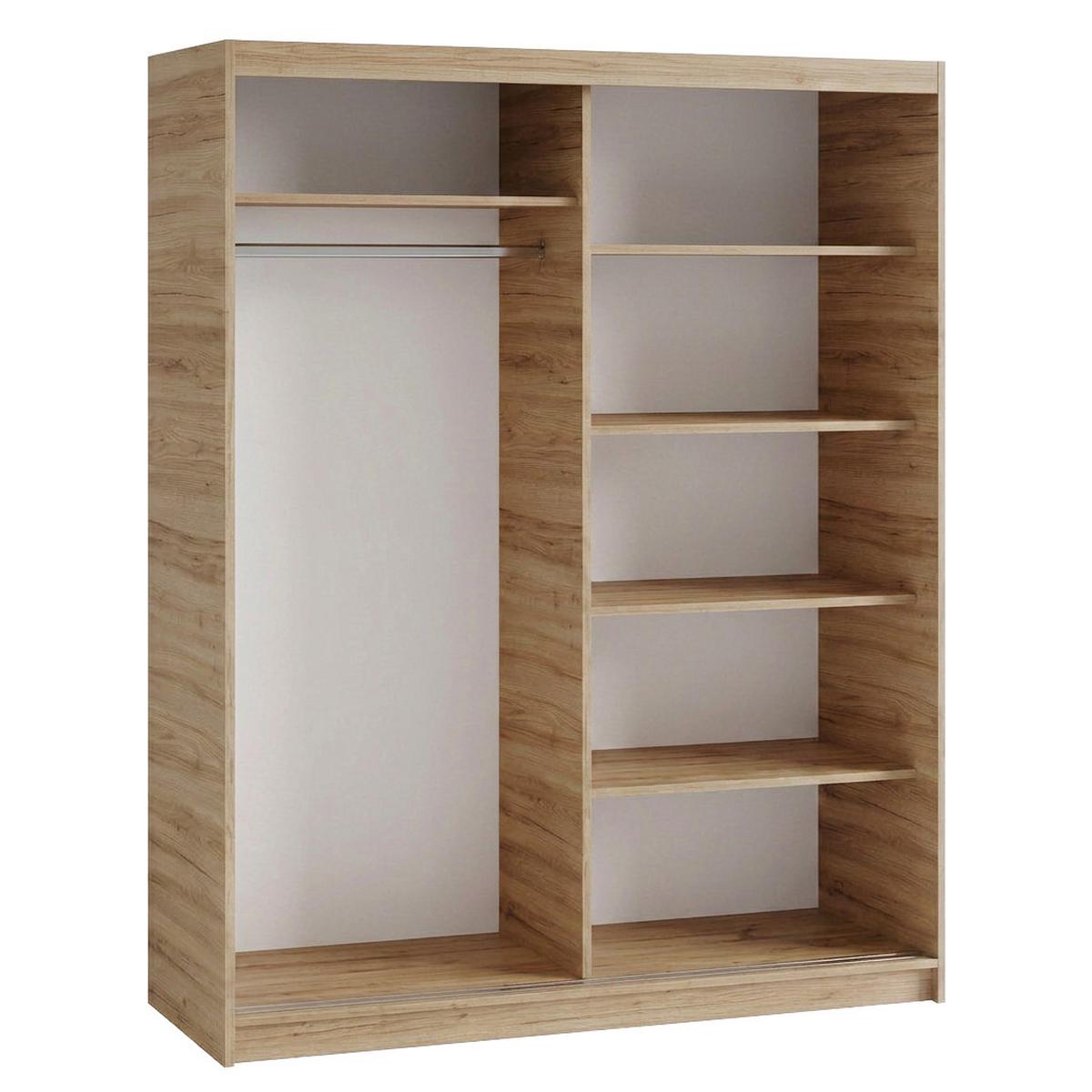SCHWEBETÜRENSCHRANK Donatello mit 2 Türen. 160 cm, eiche Artisan+Schwarz - Schwarz/Eiche Artisan, Holzwerkstoff (160/205/60cm) - Beautysofa