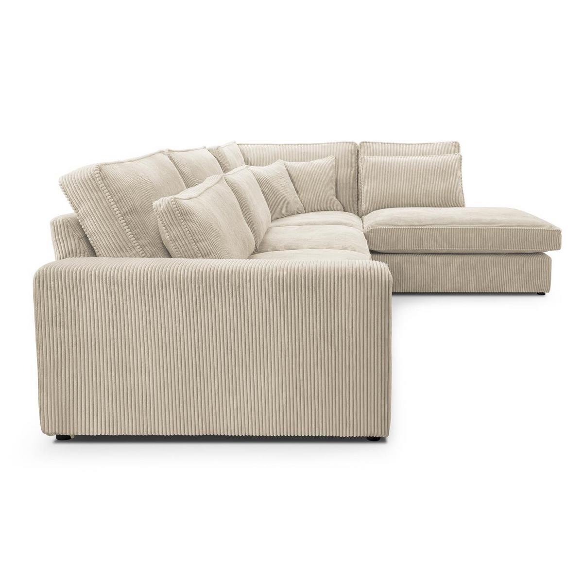 ECKSOFA Parma ohne Schlaffunktion, Cord-Stoff, Creme, Rechts - Beige/Schwarz, Textil (314/224cm) - Beautysofa