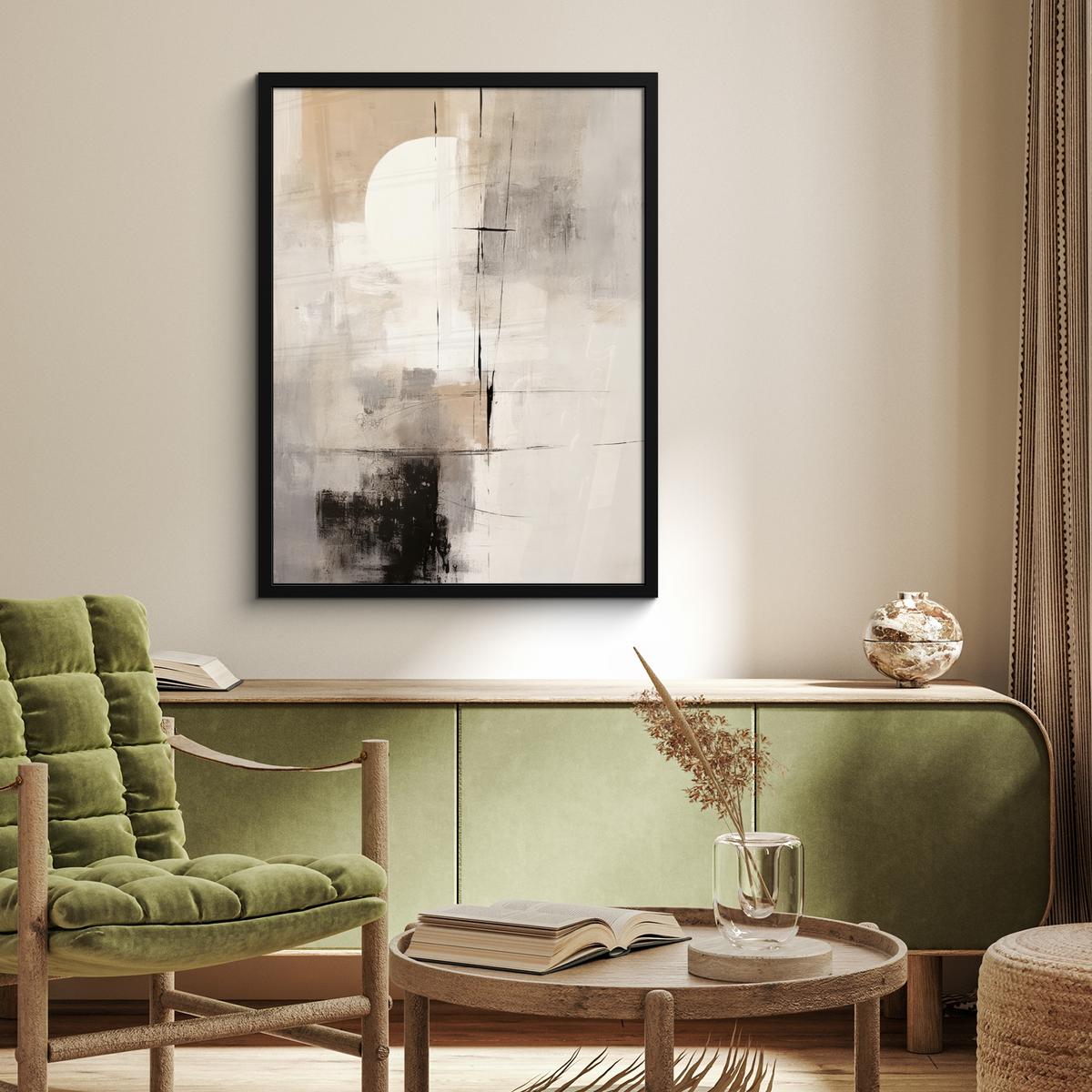 POSTER MIT RAHMEN Abstrakt - Kunst - Grau Posterleiste 60x80 cm - Hellgrau, Papier (60/80cm) - MuchoWow