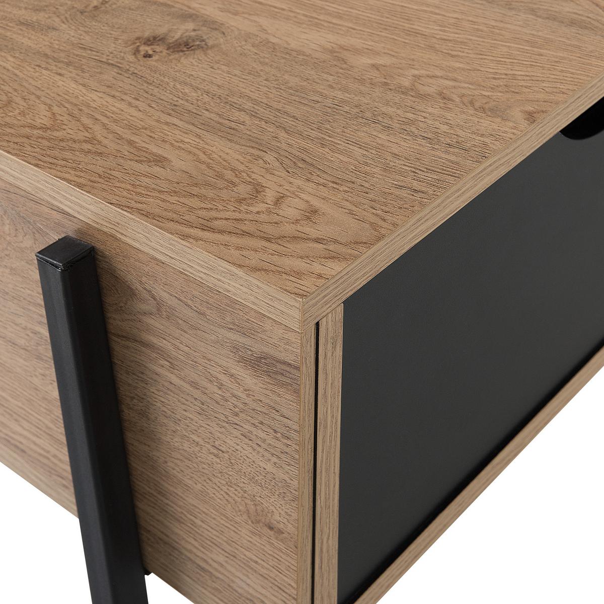 COUCHTISCH heller Holzfarbton/Schwarz rechteckig Blackpool - Schwarz/Braun, Holzwerkstoff (107/59/37cm) - Beliani