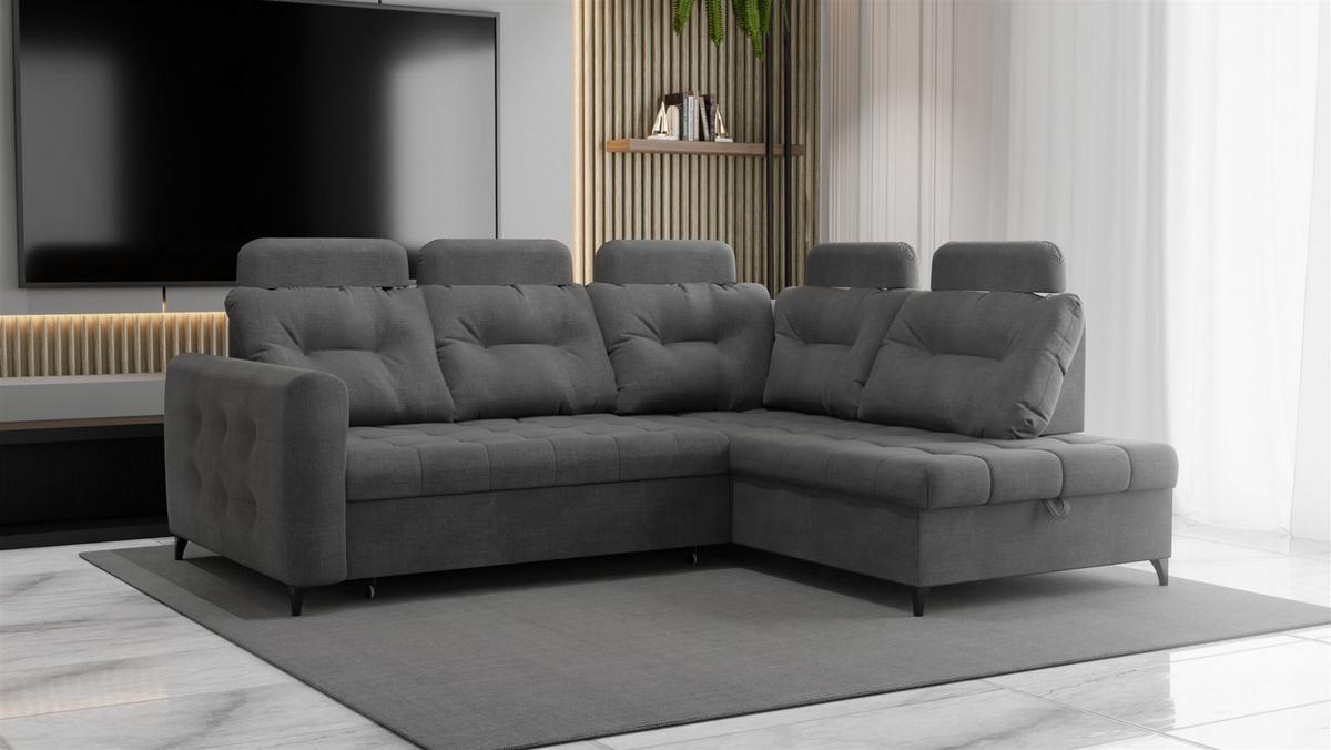 ECKSOFA Wendie - Grau, Holzwerkstoff/Textil (250/200cm) - Fun Möbel