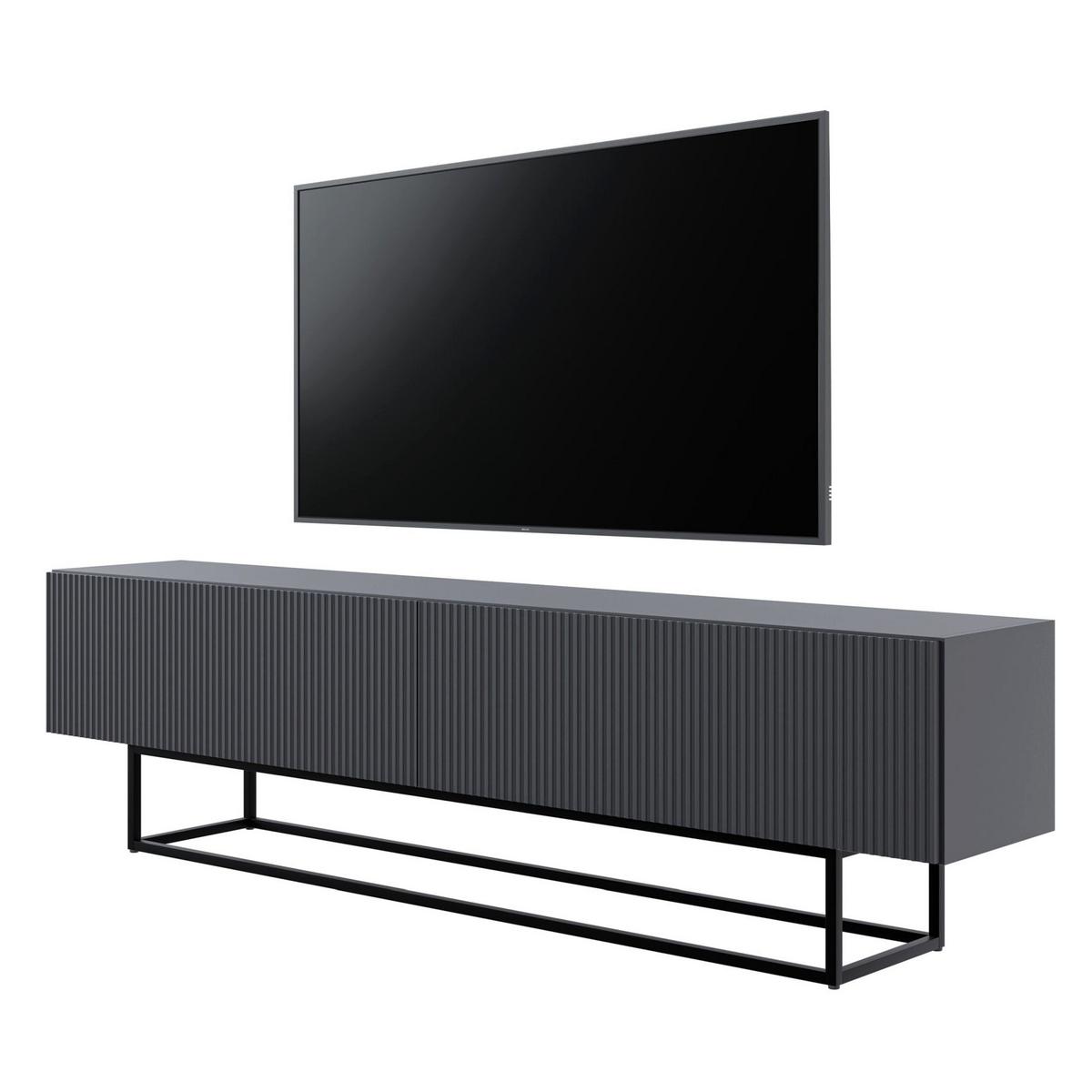 TV-SCHRANK Veldio Schwarz mit schwarzen Beinen 175 cm - Schwarz, Holzwerkstoff/Metall (175/46.5/31.6cm) - Selsey