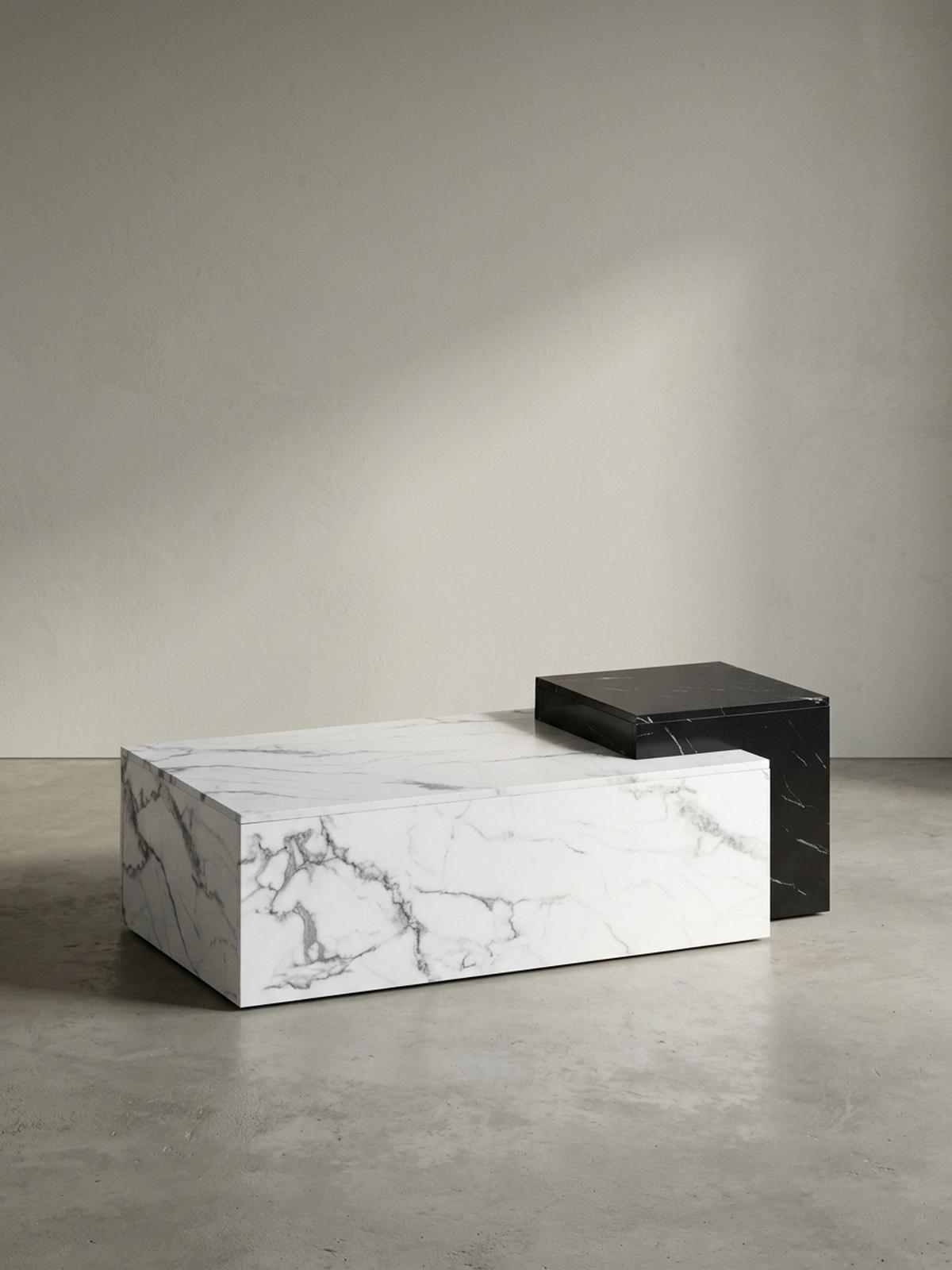 COUCHTISCH Weiß Schwarz Marmor-Optik Modern 120x60x40 cm Zwei Ebenen - Weiß, Holzwerkstoff (60/120/40cm) - KADIMA DESIGN