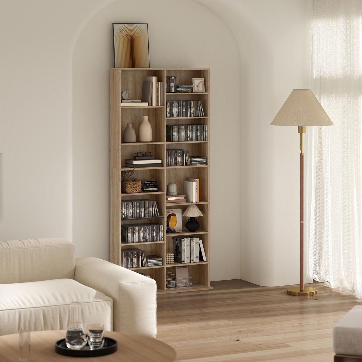CD-REGAL Spanplatte Naturholz - Naturfarben, Karton/Holzwerkstoff (24/175/78.5cm) - HOMCOM