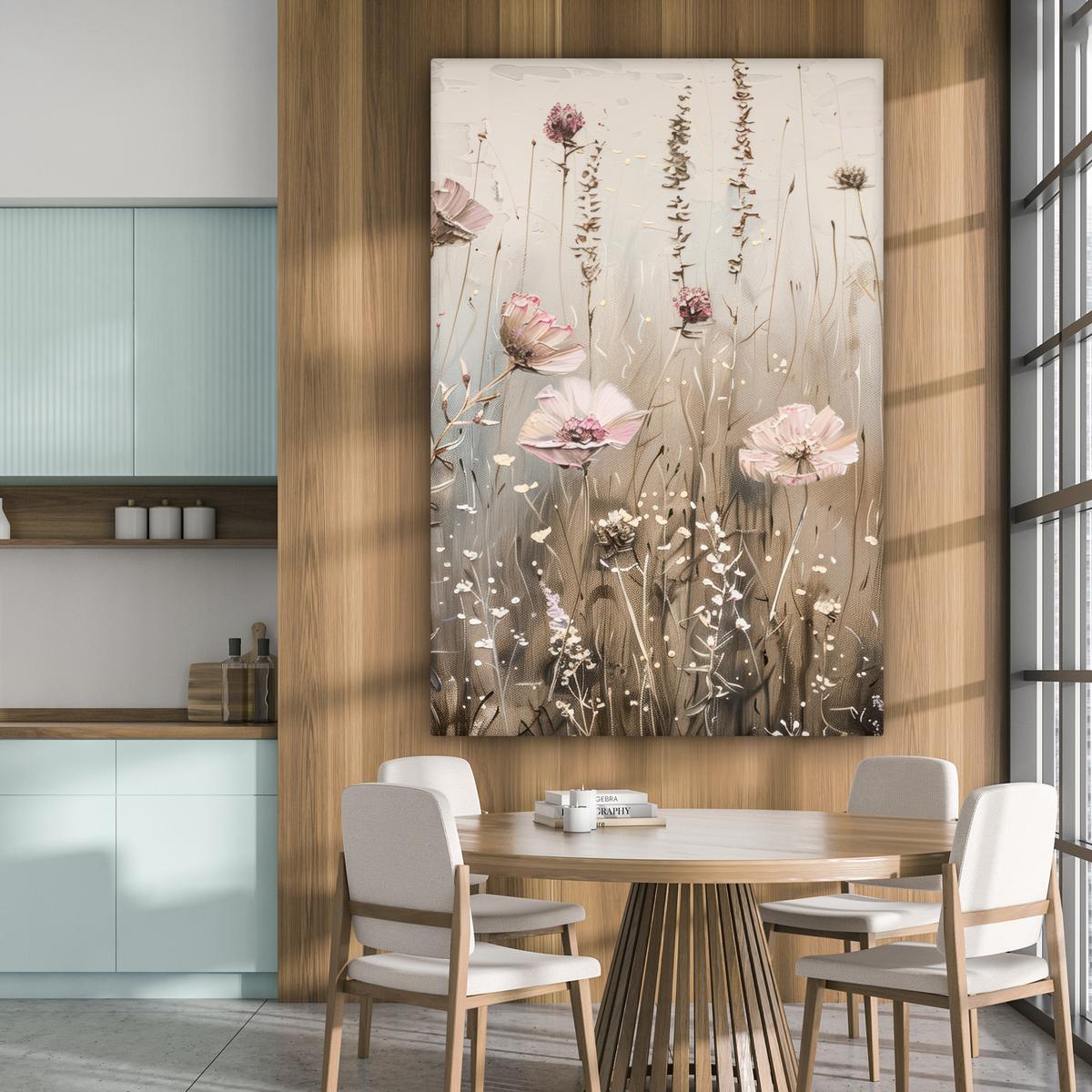 LEINWANDBILD Blumen - Rosa - Modern - Beige Deko Groß 90x140 cm - Beige, Textil (90/140cm) - MuchoWow