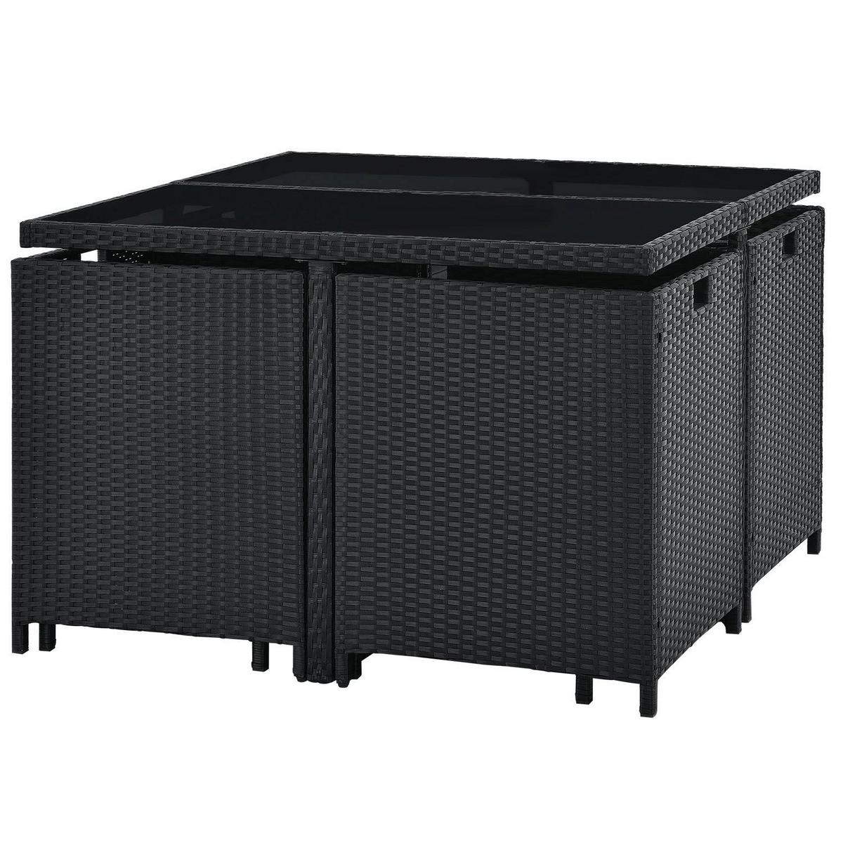 GARTENMÖBELSET Baracoa schwarz 9-tlg. - Schwarz, Kunststoff/Metall - Juskys