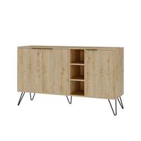 SIDEBOARD 3 Nischen und 3 Türen L142 cm - Clara - Eichefarben, Holzwerkstoff (35.6/83/15cm) - Calicosy