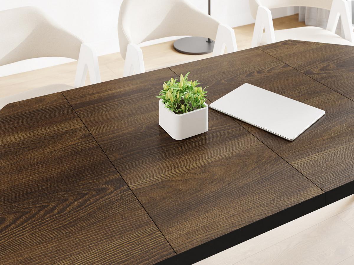 ESSTISCH Diamond Black achteckiger ausziehbarer, Arvadonna Chestnut 100-150/100/76 cm - Kastanienfarben/Schwarz, Holz/Holzwerkstoff (100/150/77cm) - WFL GROUP