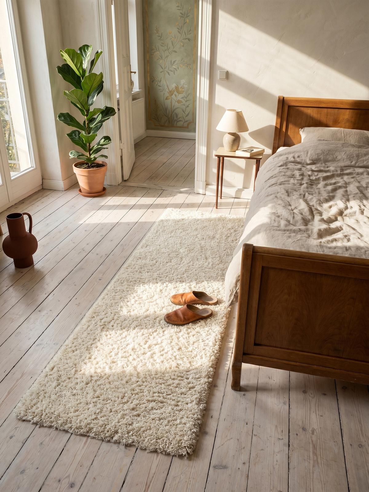 HOCHFLORTEPPICH RHEIN, einfarbig, aus Polypropylen, Creme, 60 x 110 cm - Beige, Textil (110/60cm) - KADIMA DESIGN