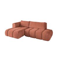 ECKSOFA Ottomane Links CLOUD-L 280x185x90 Apricot Velours - Koralle, Holzwerkstoff/Kunststoff (180/289cm) - ALTDECOR