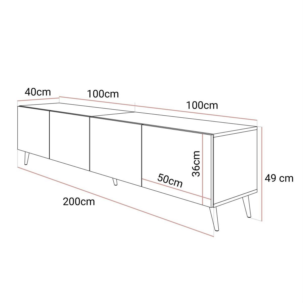 TV-UNIT COLGANTE in Nussbaum, 200 cm, auf hohen Füßen LED - Nussbaumfarben, Holzwerkstoff (200/49/40cm) - Lookway