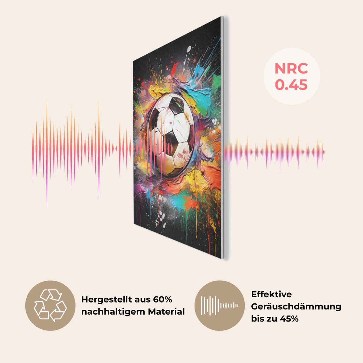 AKUSTIKBILD Fußball - Farbe - Farben - Schwarz - Weiß Kunstdruck Schlafzimmer 50x70 cm - Weiß, Kunststoff (50/70/0.9cm) - MuchoWow
