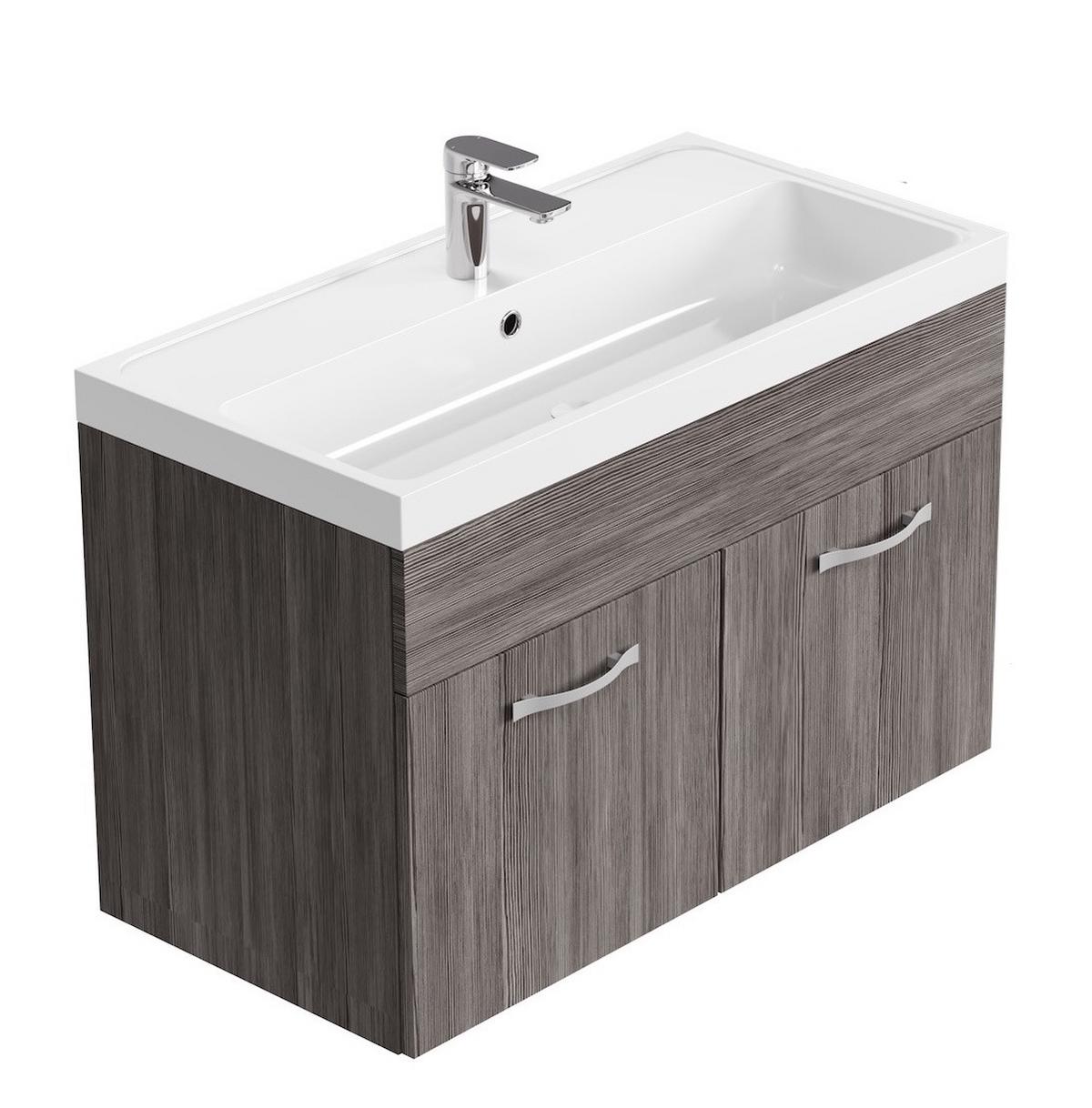 BADMÖBEL-SET Paso 2 Teile Grau Eiche - 80 x 35 x 55 cm - Eichefarben/Grau, Holz (80/55/40cm) - Badplaats