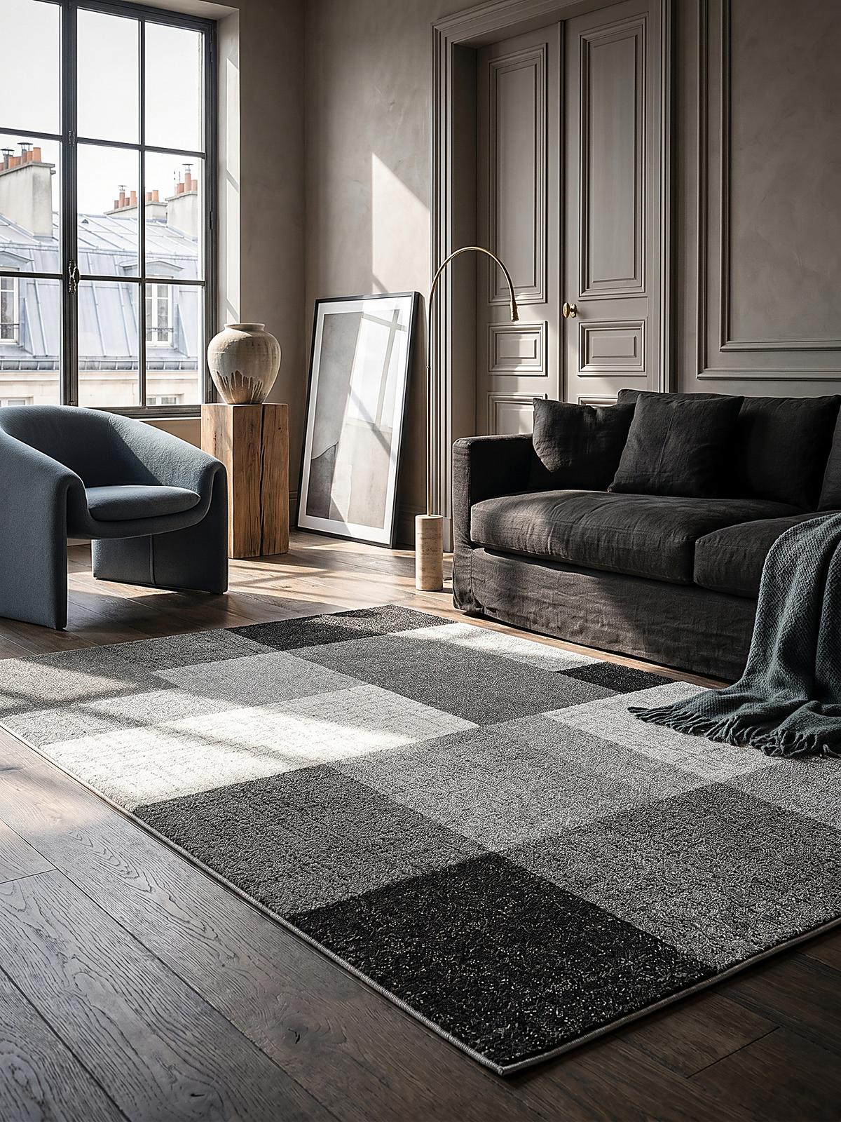 TEPPICH Niederflor Patchwork THUR Polypropylen Grau 80 x 140 cm - Grau, Textil (120/160cm) - KADIMA DESIGN