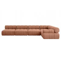 ECKSOFA modulares Sofa Mende-L3 - 380x190x70 cm Apricot Velours - Koralle, Holzwerkstoff/Textil (380/190cm) - ALTDECOR