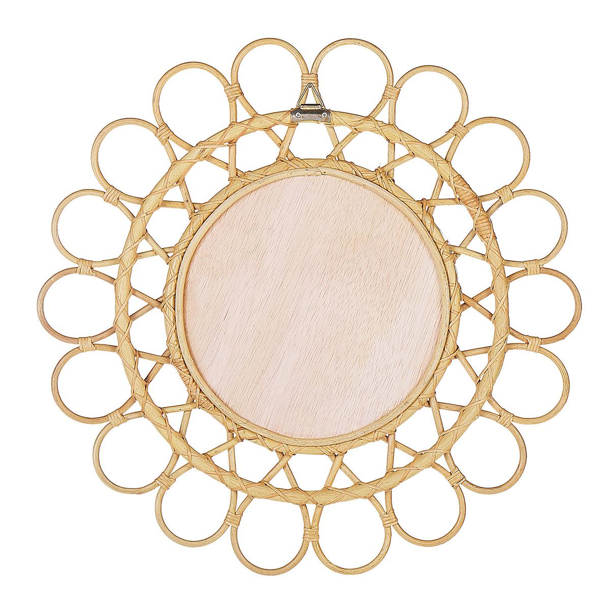 WANDSPIEGEL Rattan natürlich Sonnenform 60 cm Babai - Beige/Naturfarben, Naturmaterialien (60/60/3cm) - Beliani