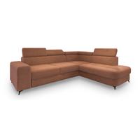 ECKSOFA ALVORO R-S Kupferfarben Boucle-Stoff mit Schlaffunktion - Kupferfarben, Holz (253/190cm) - MASSENO