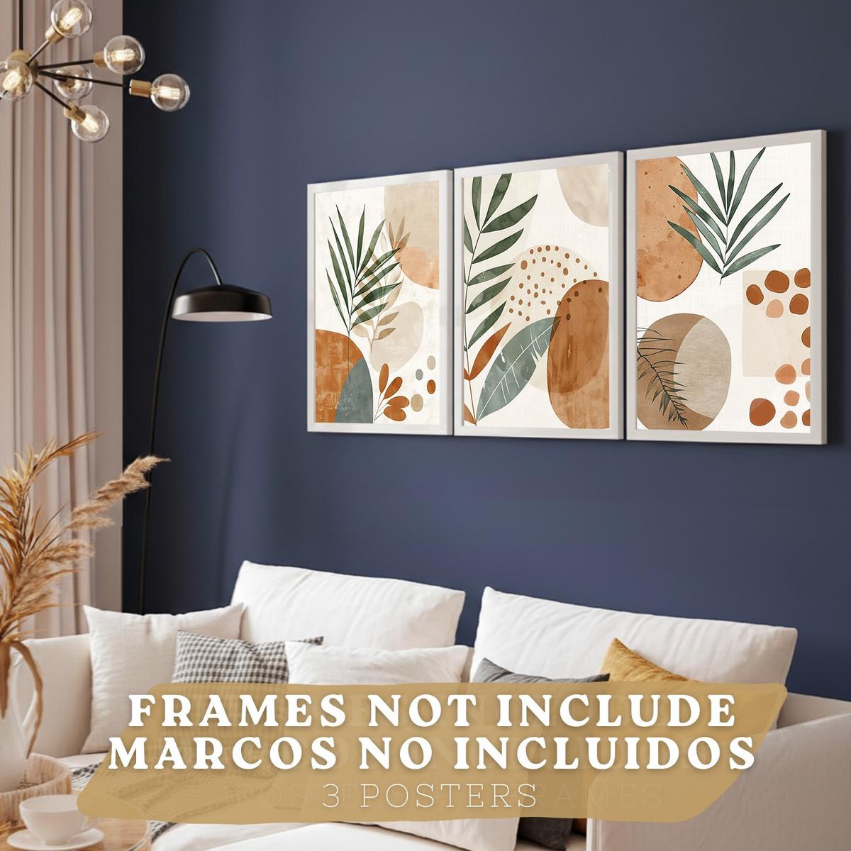 POSTER 3er Kunstdruck-Set Wandbilder Floral Abstrakt modern Wohnzimmer Deko, Schlafzimmer, Küche, Badezimmer Rahmenlos A3 - Klar, Papier (29.7/1/42cm) - Nacnic