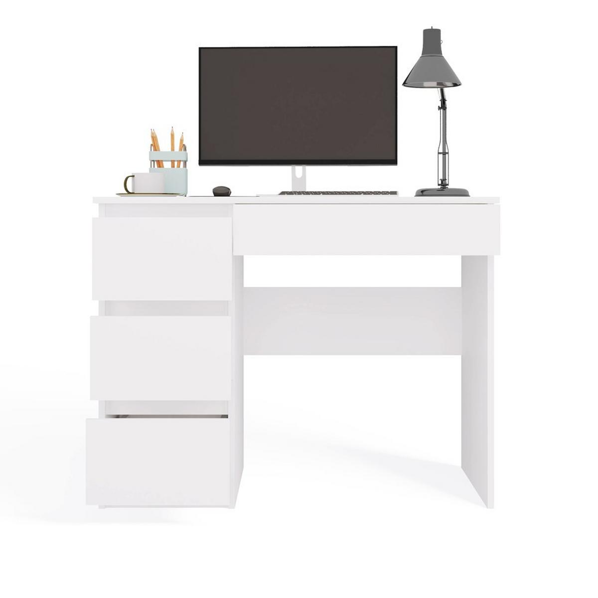 SCHREIBTISCH Weiß 98/76/51 - Weiß, Holzwerkstoff (90/50/76cm) - RAUMHIRSCH FURNITURE