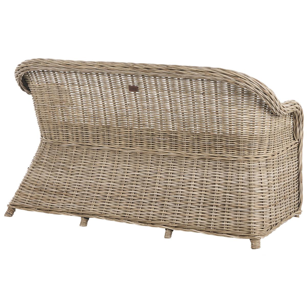GARTENSOFA 2.5-Sitzer mit Ottomane Naturfarben Susua - Naturfarben/Weiß, Naturmaterialien (150/87/69cm) - Beliani
