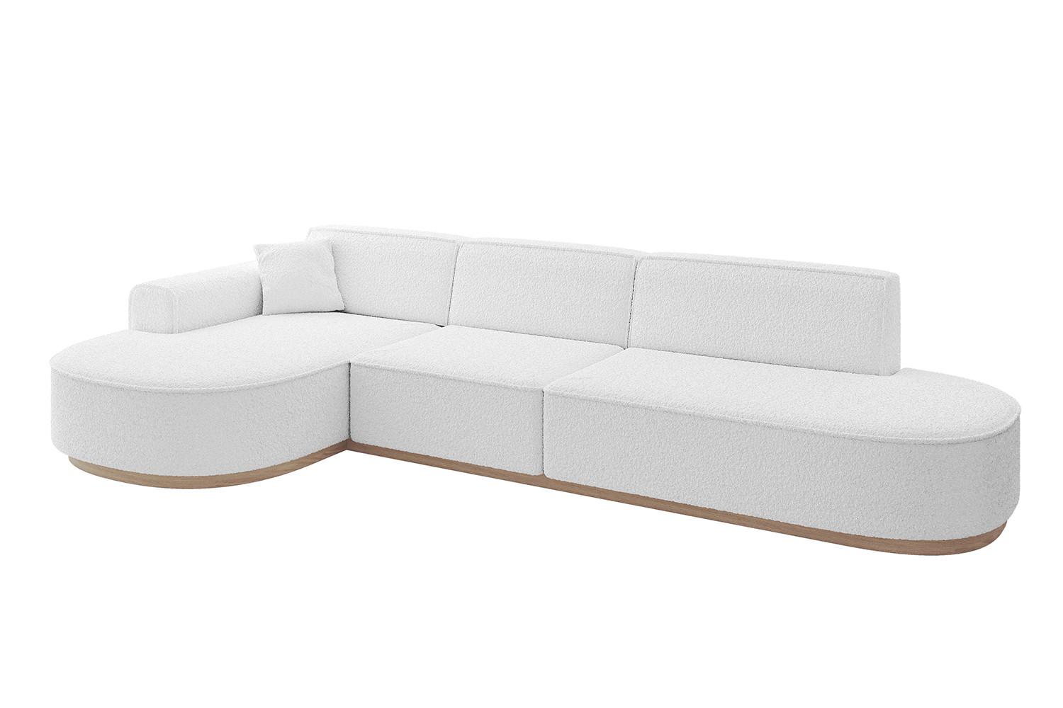 ECKSOFA Ottomane Links MARI-L2-v1 - 328x171x83 cm Weiß Bouclé - Weiß, Holzwerkstoff/Textil (328/171cm) - ALTDECOR