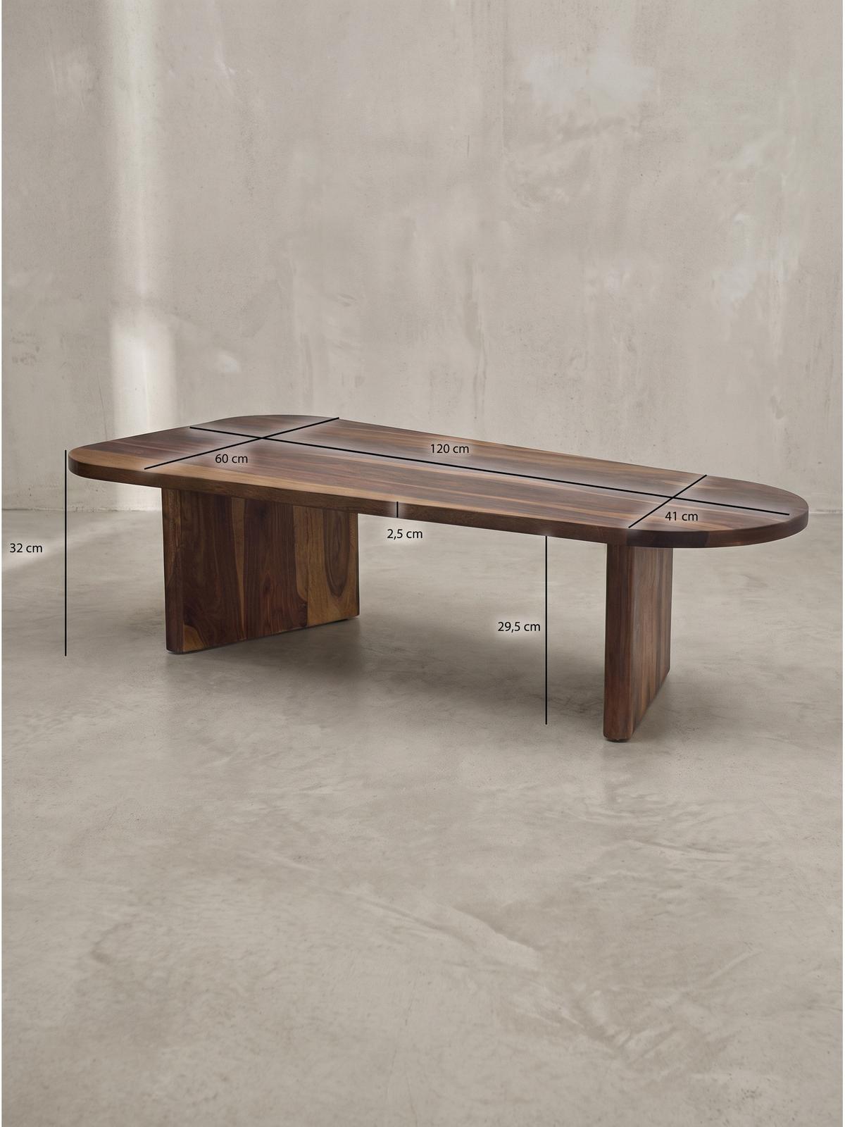 COUCHTISCH CAZORLA, Dunkles Massivholz, 120 x 60 x 32 cm - Braun, Holz (60/120/32cm) - KADIMA DESIGN