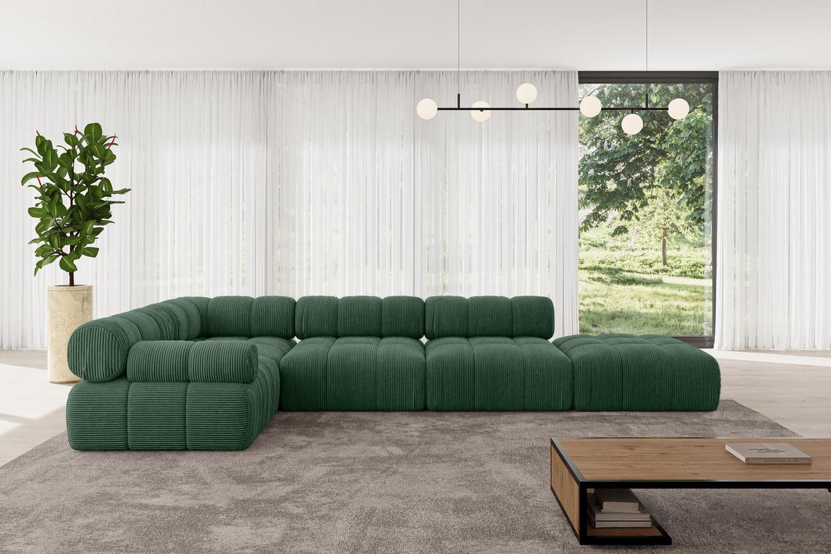 ECKSOFA modulares Sofa Felto-L2 - 380x190x70 cm Grün Cord - Grün, Holzwerkstoff/Textil (380/190cm) - ALTDECOR