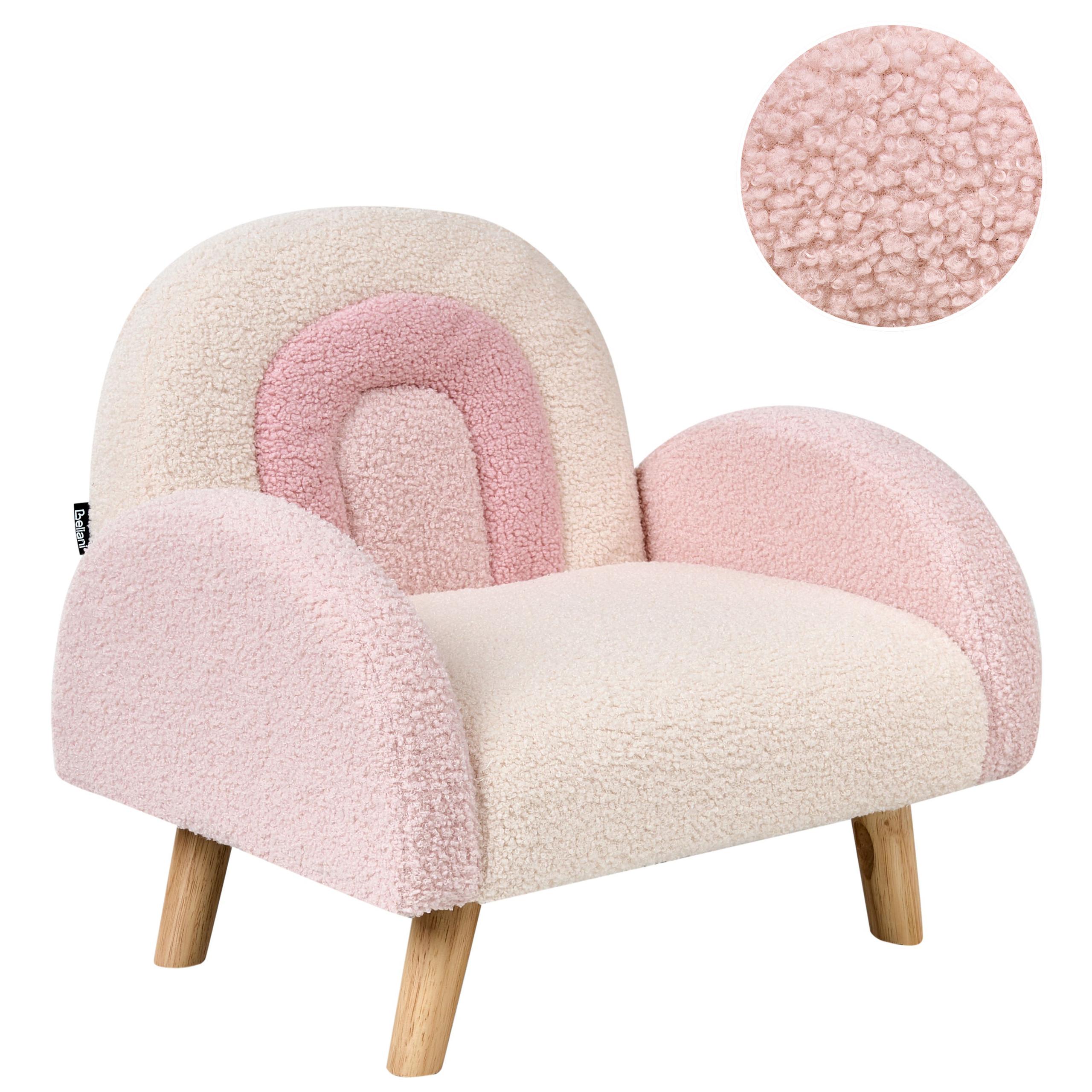 KINDERSESSEL Regenbogen Bouclé Pastellrosa Ombo - Pink, Textil (52/46/46cm) - Beliani