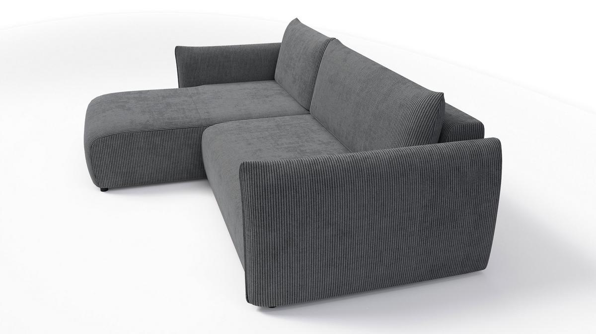 ECKSOFA TAUER 3-Sitzer rechts, dunkelgrau - Dunkelgrau/Schwarz, Holz/Textil (248/173cm) - Wozimo
