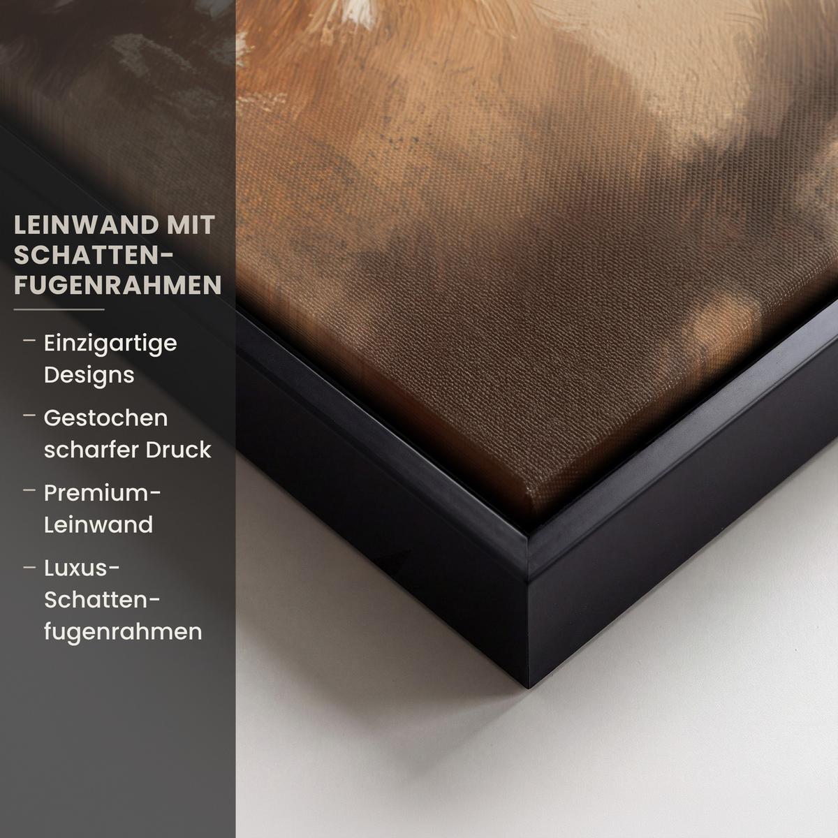 LEINWAND Bilder mit Rahmen - Weihnachten - Hirsch - Geweih - Weihnachtskugel - Rentier - 50x70 - Hellbraun, Textil (50/70cm) - MuchoWow