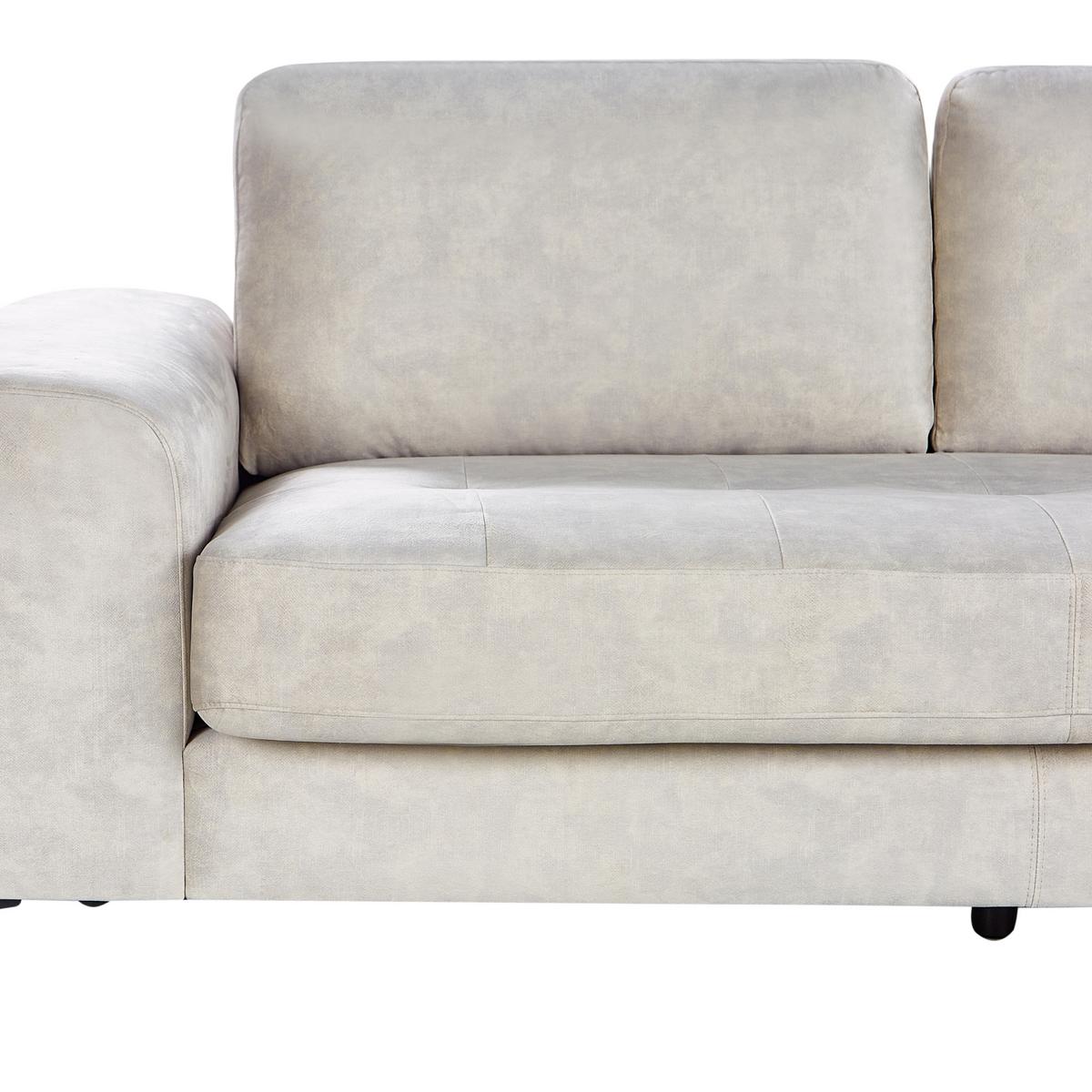 ECKSOFA 4-Sitzer Samtstoff Hellbeige linksseitig Kiruna - Beige/Schwarz, Textil (290/148cm) - Beliani