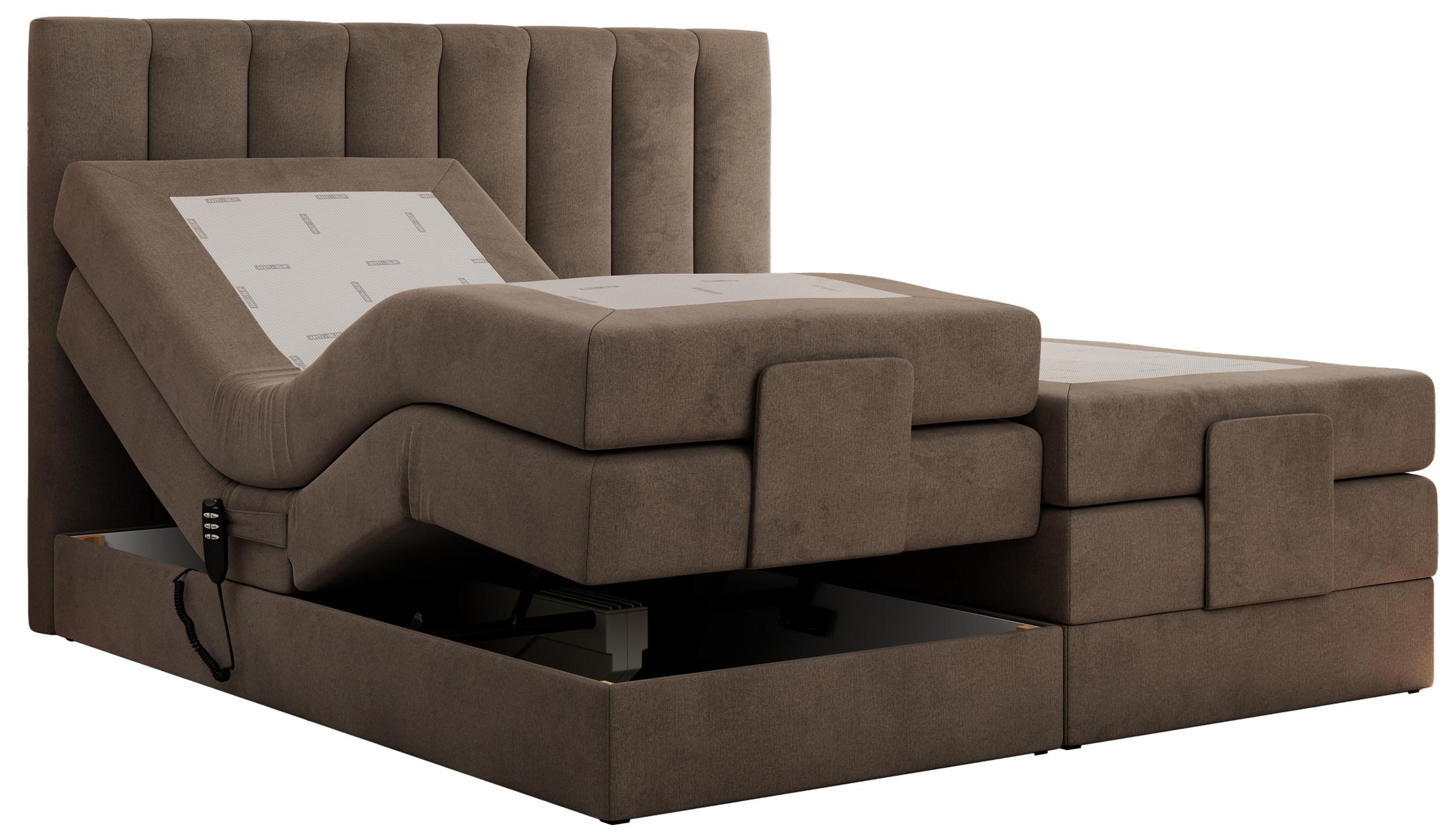 BOXBETT COMFORTO 140/200 - Braun Velvet - H4 - Braun, Holz/Textil (140/200cm) - MKS