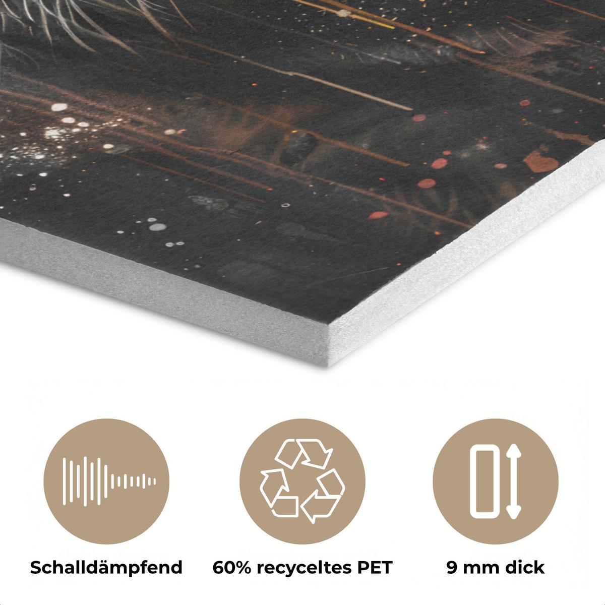 AKUSTIKBILD Tiger - Tiere - Porträt - Luxus - Schwarz Wandbilder 60x80 cm - Braun, Kunststoff (60/80/0.9cm) - MuchoWow