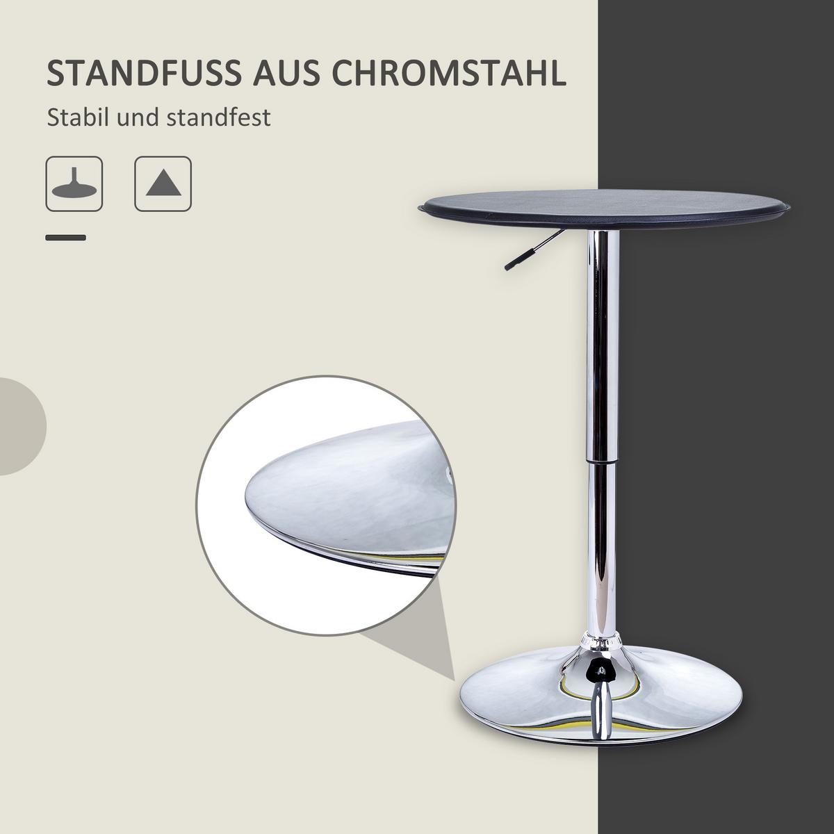 BARTISCH Esstisch Stehtisch Tresentisch für Wohnzimmer, Esszimmer, Schwarz - Schwarz, Metall (63/63/93cm) - HOMCOM