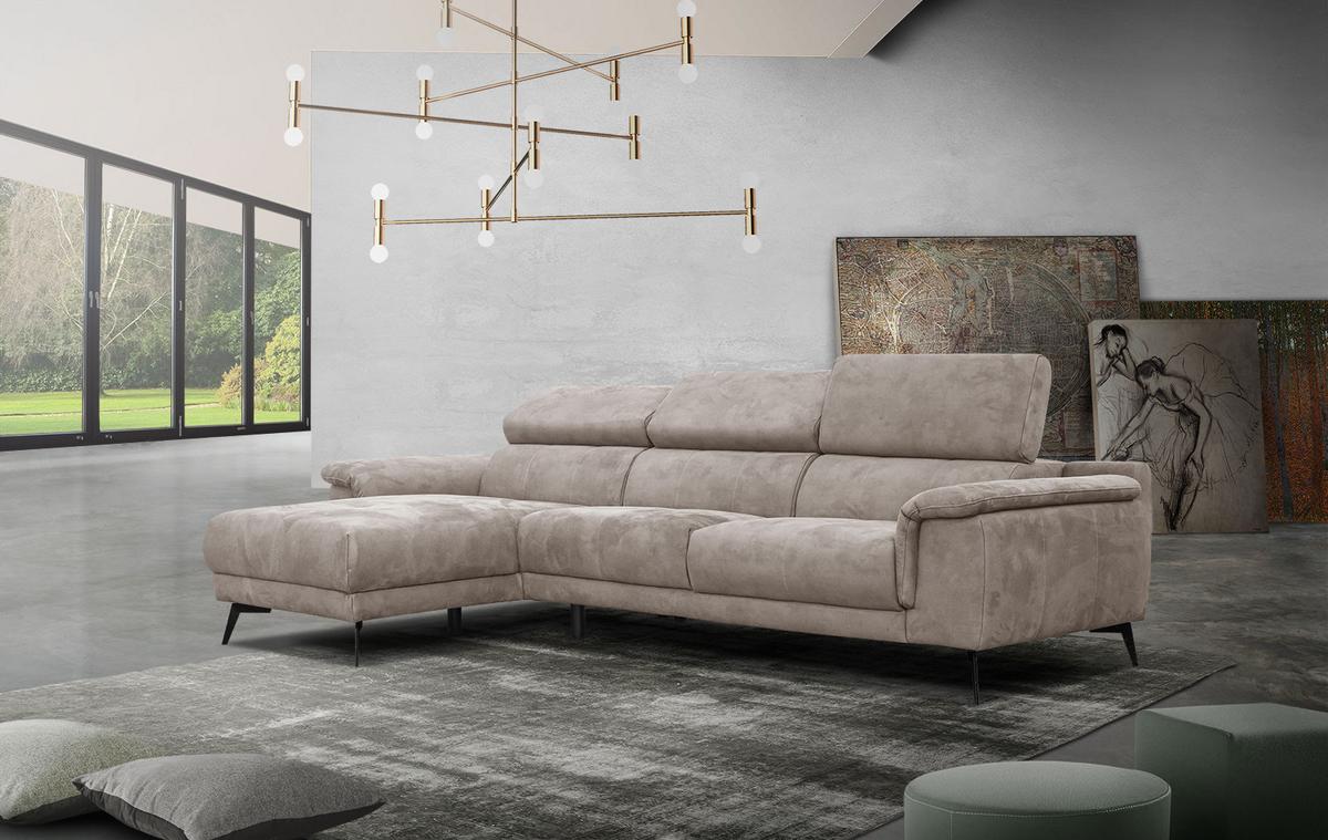 ECKSOFA FIERO 4-Sitzer, beige - Beige/Schwarz, Holzwerkstoff/Textil (158/269cm) - Wozimo