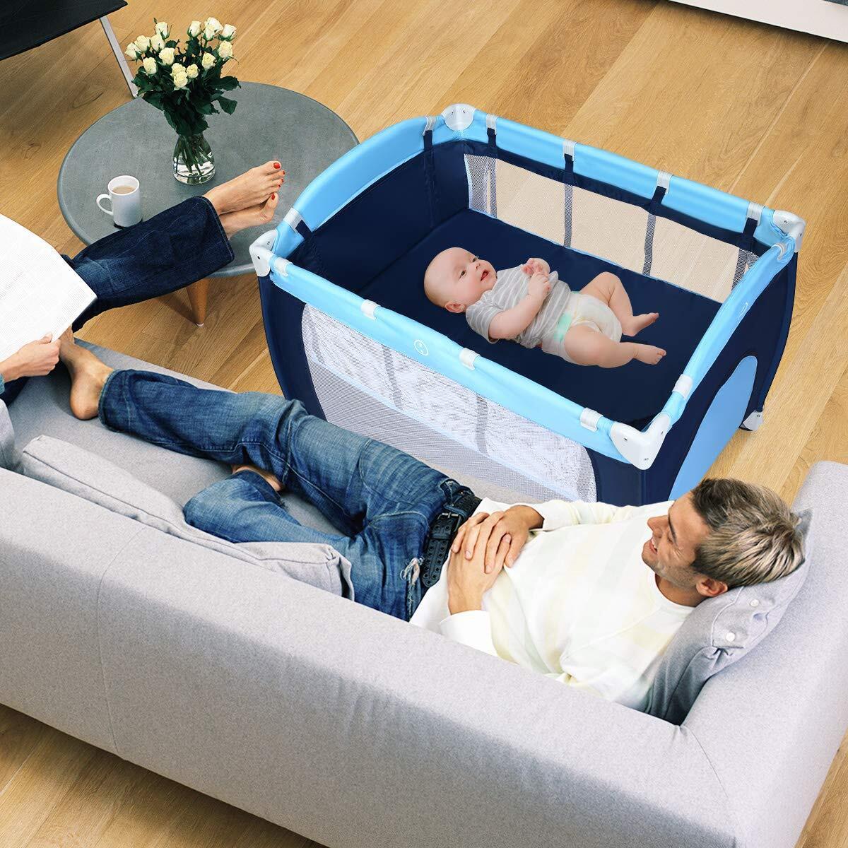 REISEBETT faltbar blau - Blau, Textil - COSTWAY