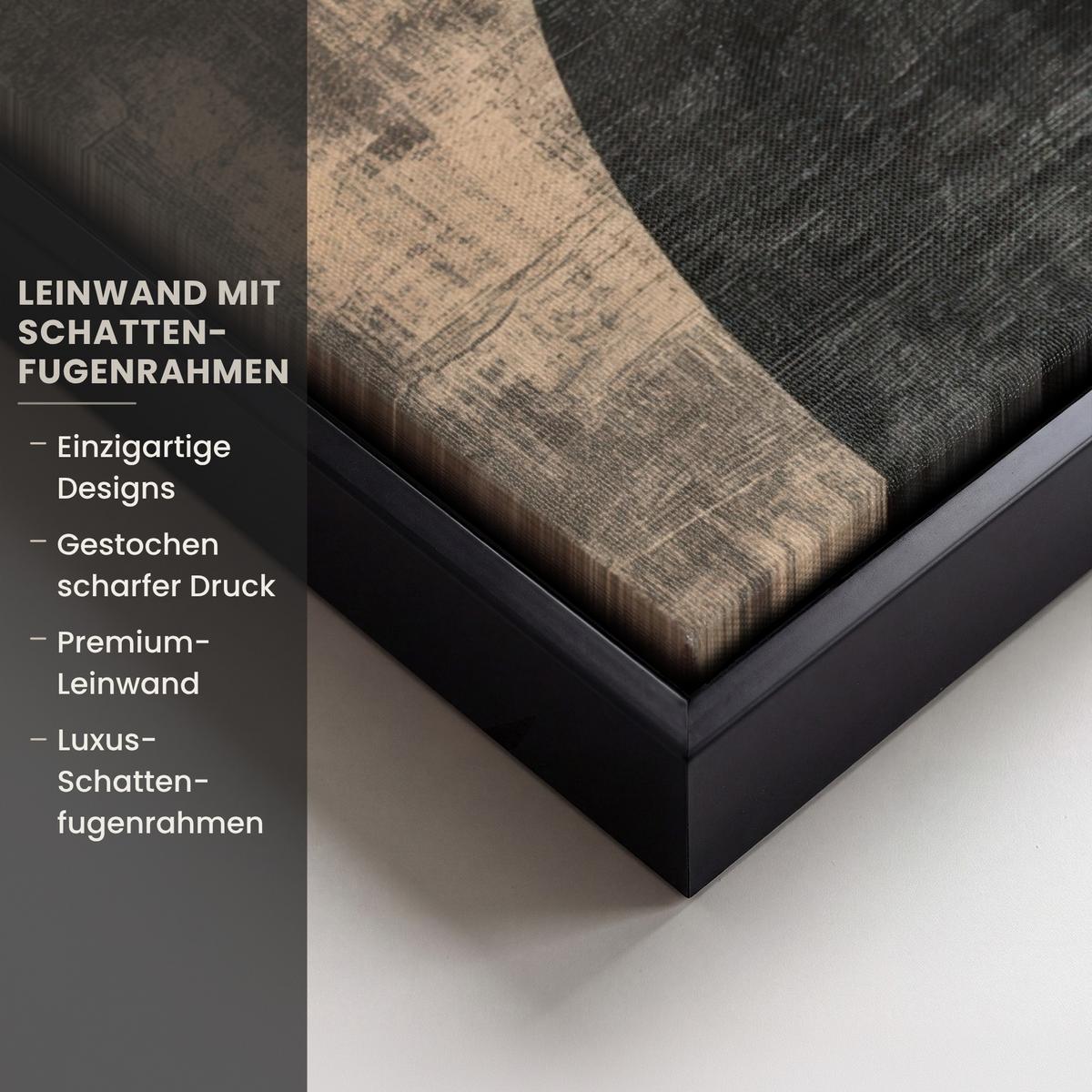 LEINWAND Bilder mit Rahmen - Abstrakt - Flugzeuge - Schwarz - Rund - 50x70 - Beige, Textil (50/70cm) - MuchoWow