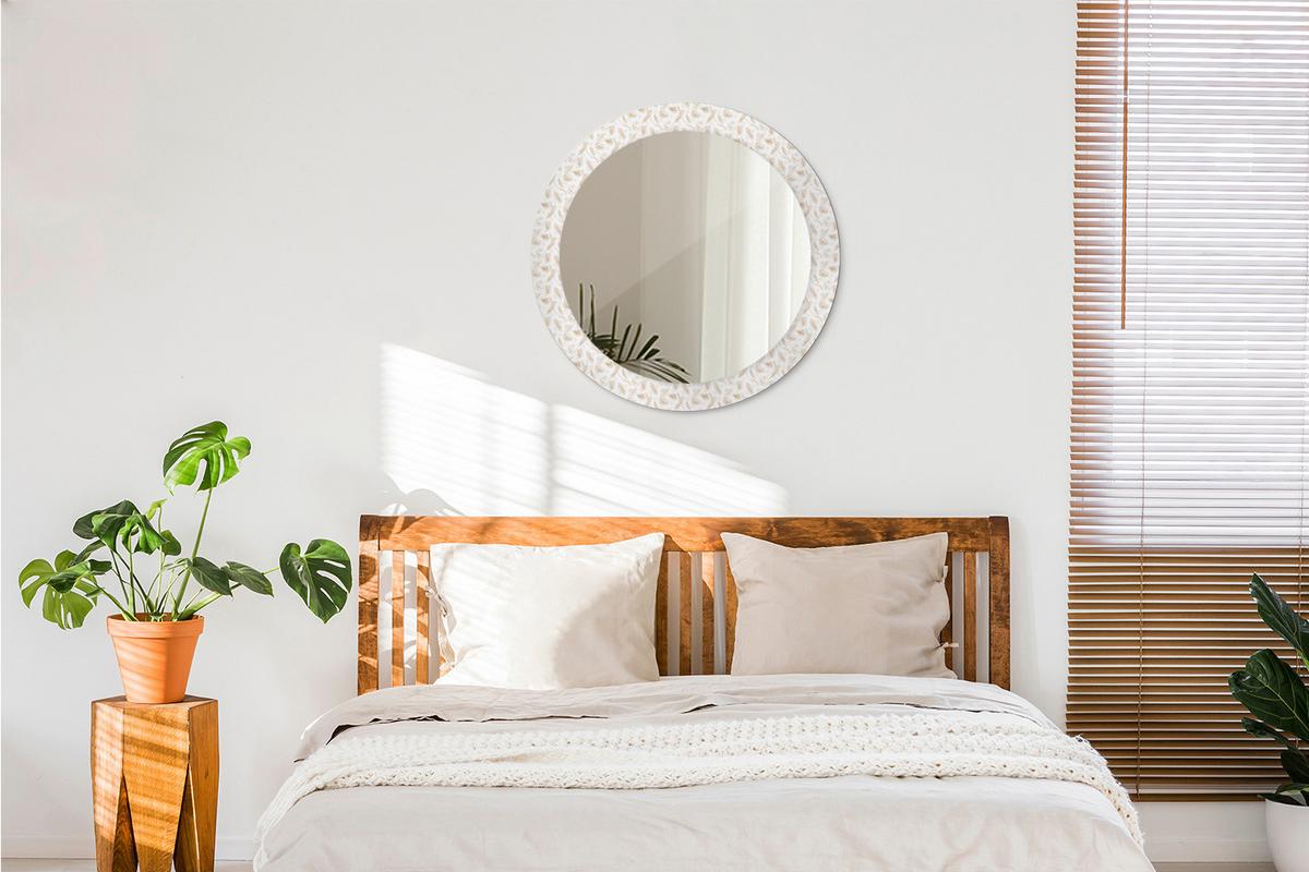 SPIEGEL Rund Ø 70 cm mit Aufdruck - Creme, Glas (70/70/0.4cm) - Wallfluent