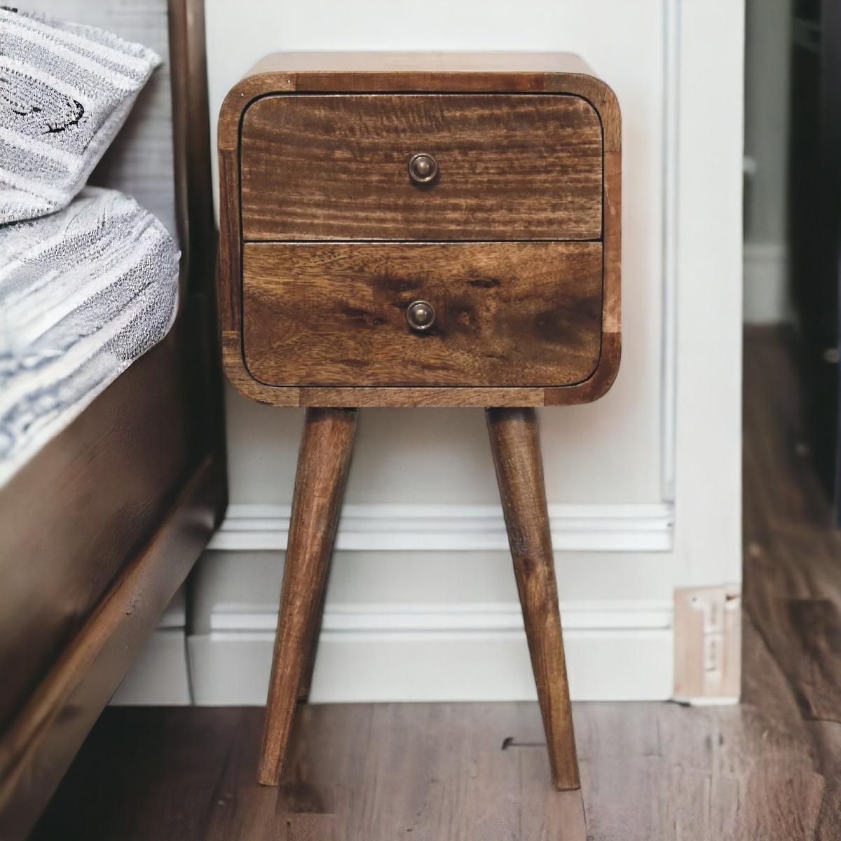 NACHTTISCH aus Massivholz - Messingfarben/Braun, Holz/Metall (30/55/30cm) - Artisan Furniture