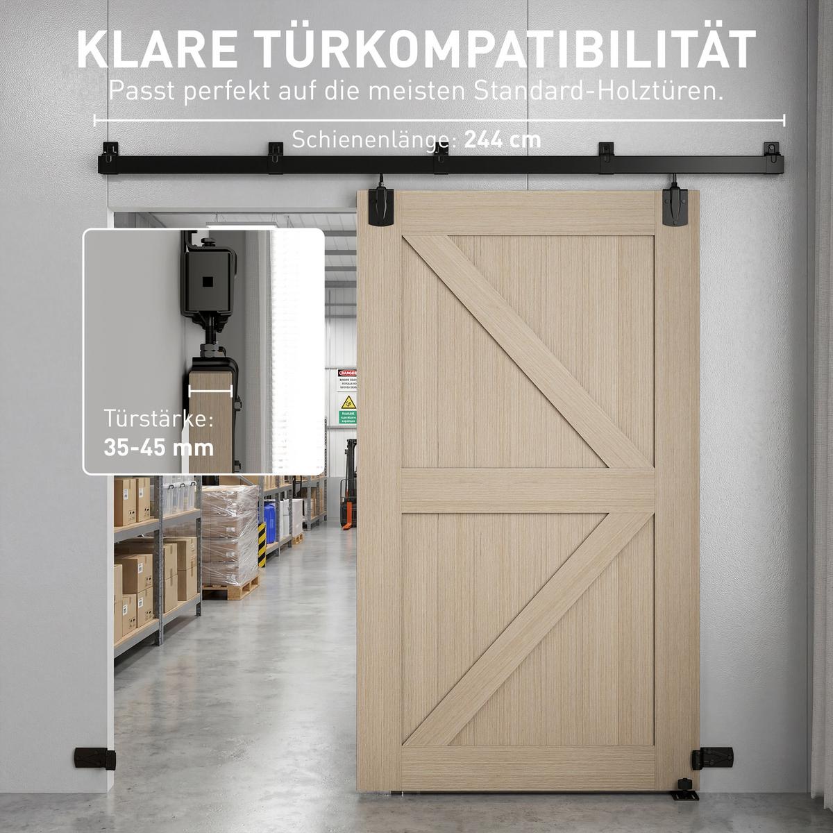 TÜRSCHIENENSYSTEM aus Kaltgewalztem-Karbonstahl Schwarz - Schwarz, Metall (4.7/6.1/244cm) - HOMCOM