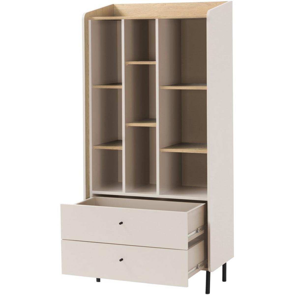 BÜCHERREGAL Alex mit 2 Schubladen, Eukalyptus - Eukalyptusholzfarben/Schwarz, Holzwerkstoff (80/170/42cm) - Beautysofa