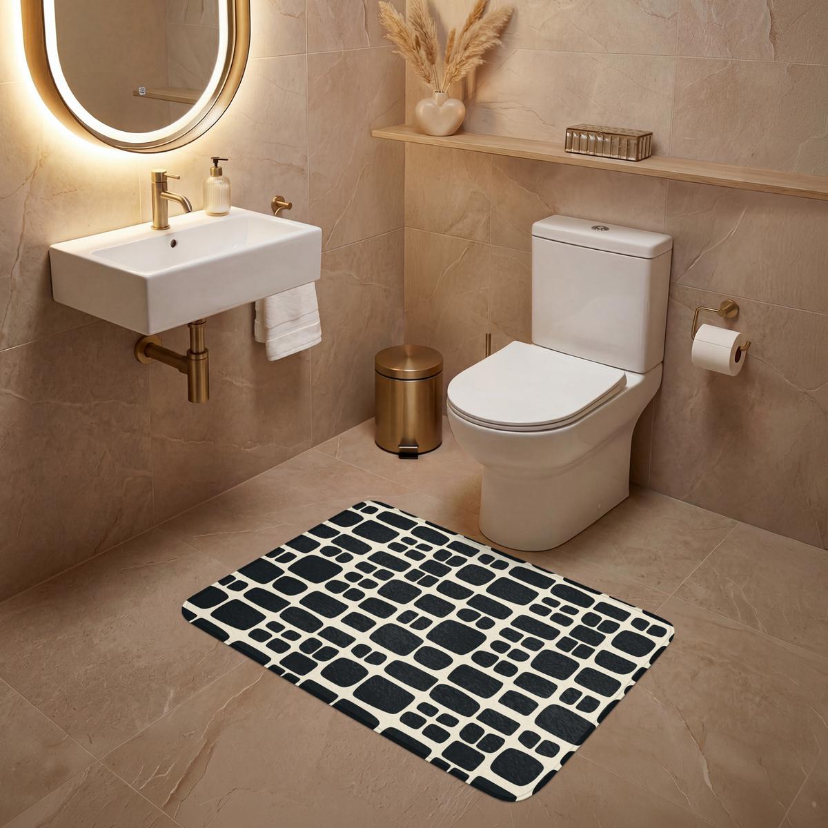 WC-VORLEGER Modern - Bio - Schwarz Toilettenteppich 90x60 cm - Anthrazit, Textil (90/1cm) - OnlyWow