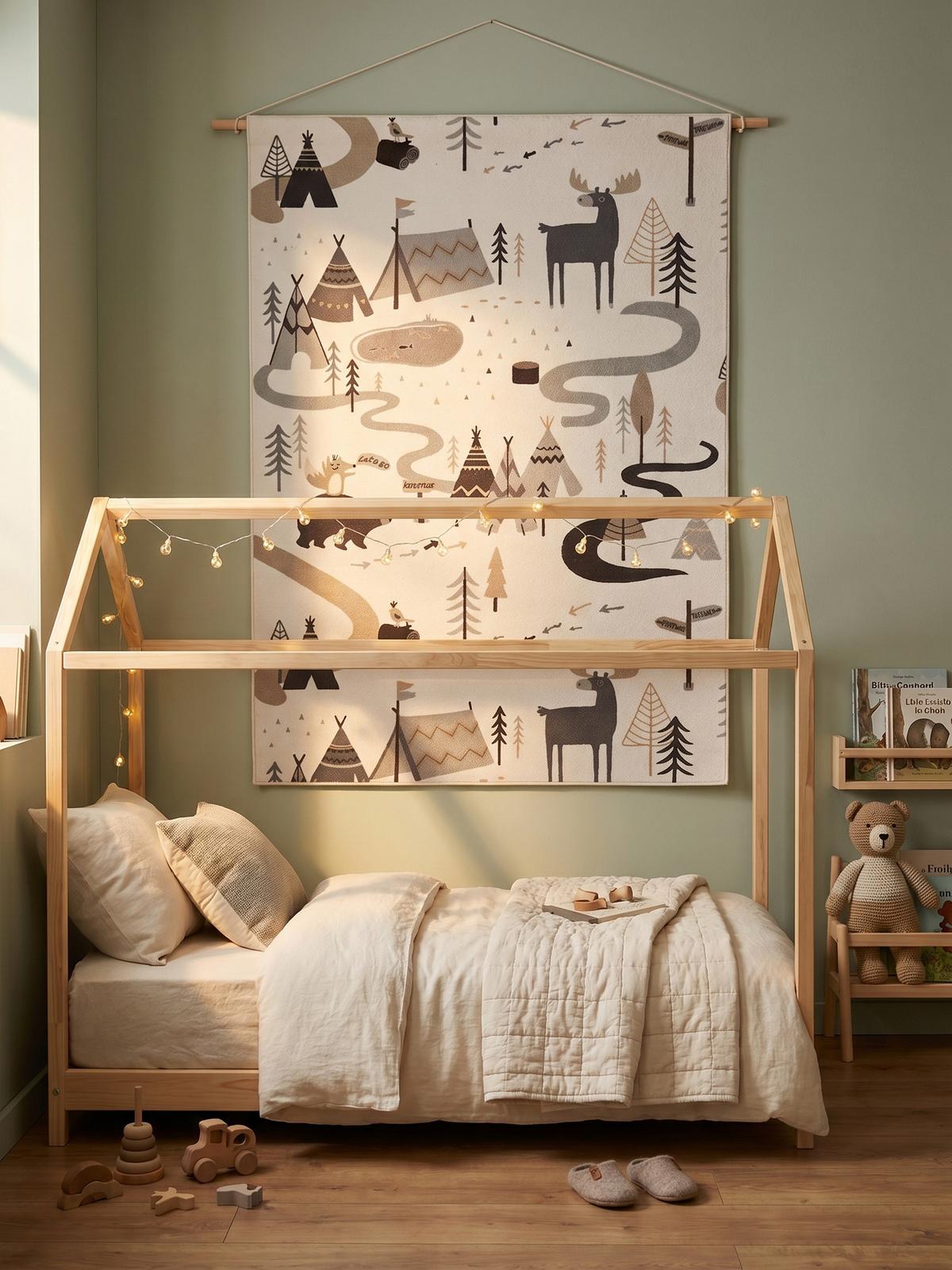SPIELTEPPICH Waschbar TINO in Creme, mit Waldtier-Motiv, 200 x 290 cm - Beige, Textil (290/200cm) - KADIMA DESIGN