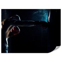 FOTOTAPETE für Jugendzimmer Muskelboxer Training Handschuhe Action 450x315 - Schwarz/Grau, Papier (450/315cm) - Muralo