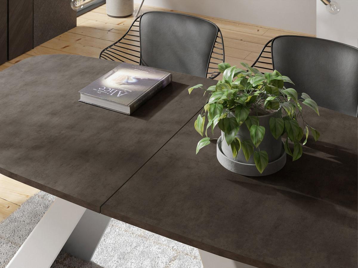 ESSTISCH Monte Weiß rechteckig ausziehbar, Dunkelgrauer Chicago Beton 160-200/80/76 cm - Dunkelgrau/Weiß, Holzwerkstoff/Metall (80/198/76cm) - WFL GROUP