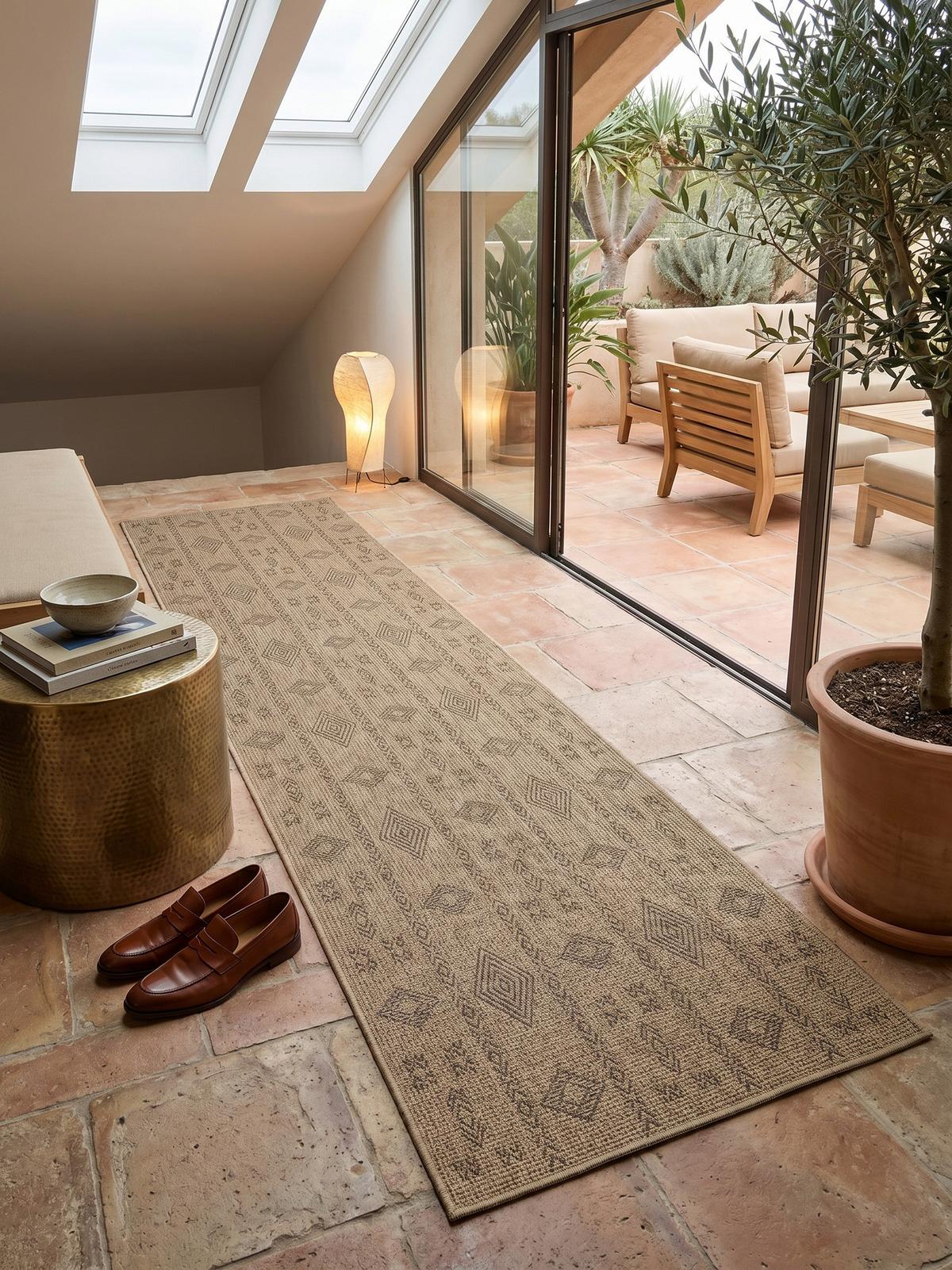 TEPPICH Outdoor KASBERG in Schwarz, im Vintage-Stil, 80 x 150 cm - Beige, Textil (80/150cm) - KADIMA DESIGN